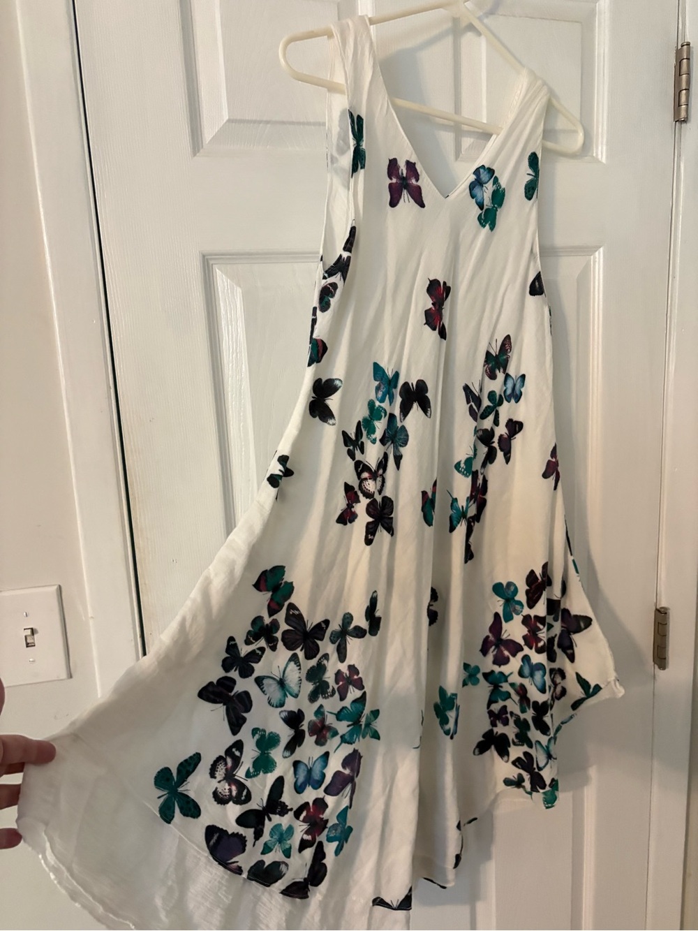 Butterfly Print Handkerchief Hem Swing Dress - Picture 5 of 6
